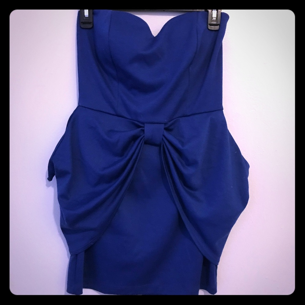 Navy Strapless Mini Dress